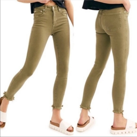 FREE PEOPLE SKINNY JEANS JEGGINGS 25 SAGE GREEN - Picture 1 of 15
